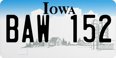 IA license plate BAW152