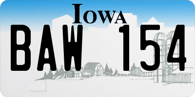 IA license plate BAW154