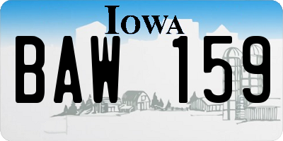 IA license plate BAW159