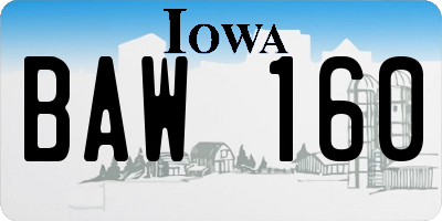 IA license plate BAW160