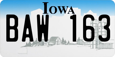 IA license plate BAW163