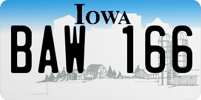 IA license plate BAW166