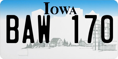 IA license plate BAW170