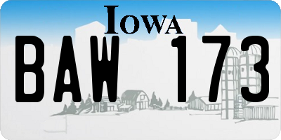 IA license plate BAW173
