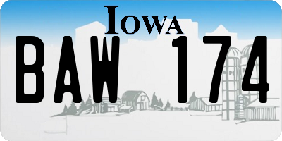 IA license plate BAW174