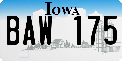 IA license plate BAW175