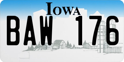 IA license plate BAW176