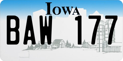 IA license plate BAW177