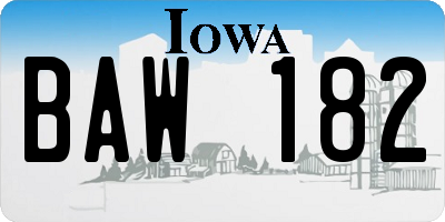IA license plate BAW182