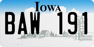 IA license plate BAW191