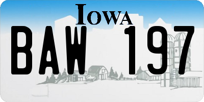 IA license plate BAW197