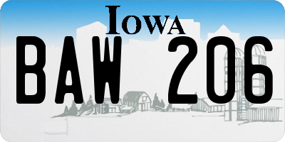 IA license plate BAW206