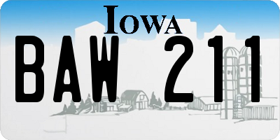 IA license plate BAW211