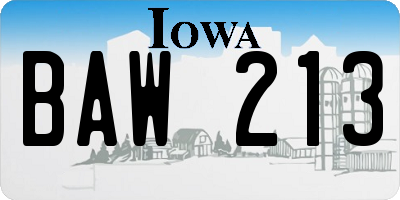 IA license plate BAW213
