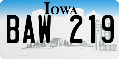 IA license plate BAW219