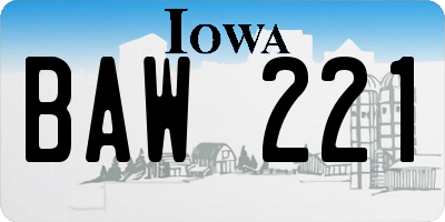 IA license plate BAW221