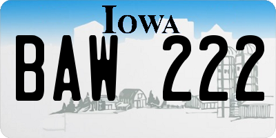 IA license plate BAW222