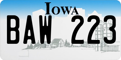 IA license plate BAW223