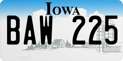 IA license plate BAW225