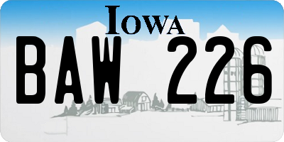 IA license plate BAW226