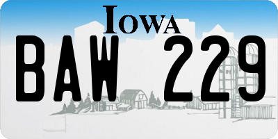 IA license plate BAW229