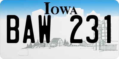 IA license plate BAW231