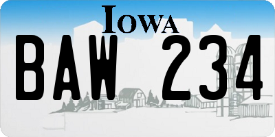 IA license plate BAW234