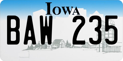 IA license plate BAW235