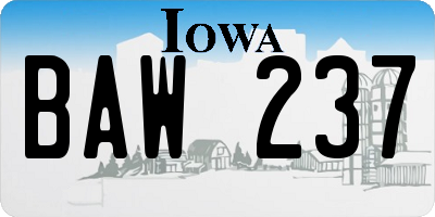 IA license plate BAW237