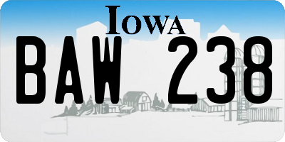 IA license plate BAW238