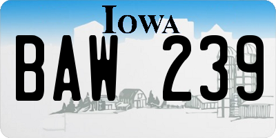 IA license plate BAW239