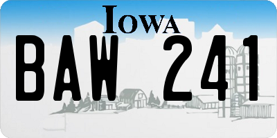 IA license plate BAW241