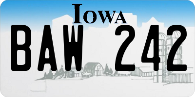IA license plate BAW242