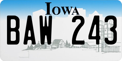 IA license plate BAW243