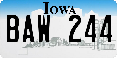 IA license plate BAW244