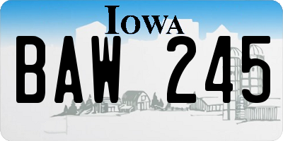 IA license plate BAW245