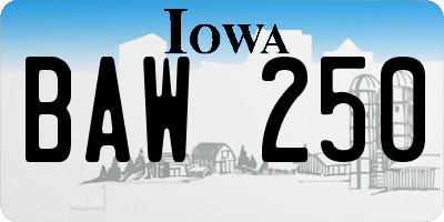 IA license plate BAW250