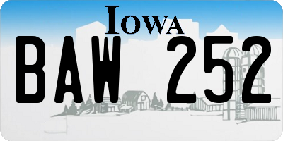 IA license plate BAW252