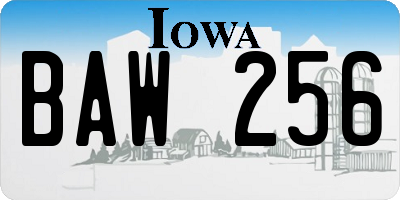 IA license plate BAW256
