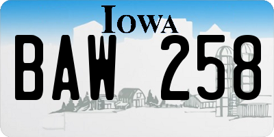 IA license plate BAW258