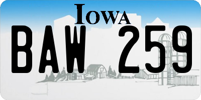 IA license plate BAW259