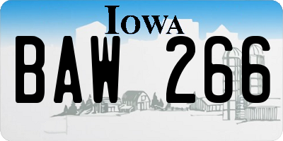IA license plate BAW266