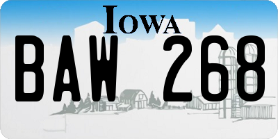 IA license plate BAW268
