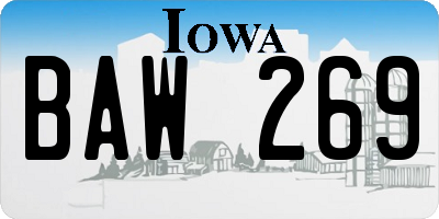 IA license plate BAW269