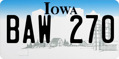 IA license plate BAW270