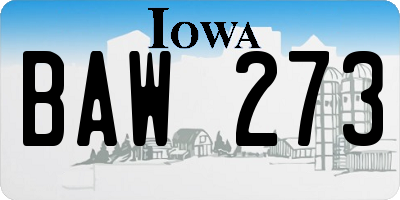 IA license plate BAW273