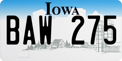 IA license plate BAW275