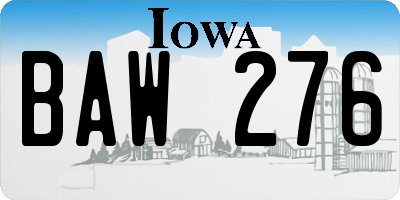 IA license plate BAW276