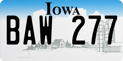 IA license plate BAW277