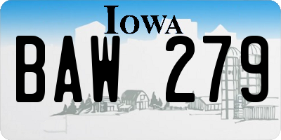 IA license plate BAW279